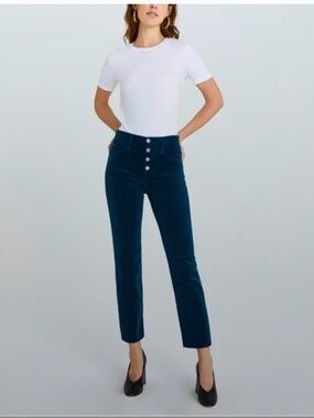 AG The Isabelle Button-Up High Rise Straight Crop Jeans Indigo Blue Sz 29